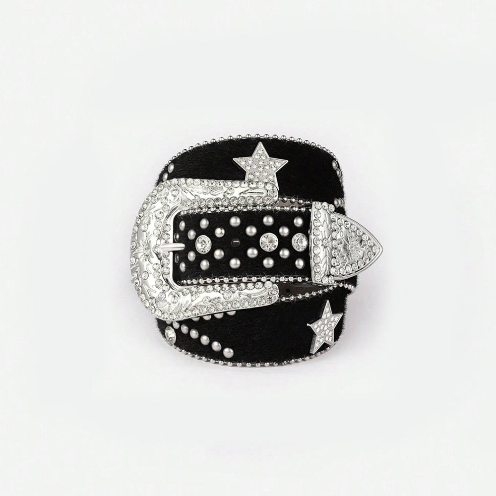 Leather-like Inlaid Rhinestone Belt