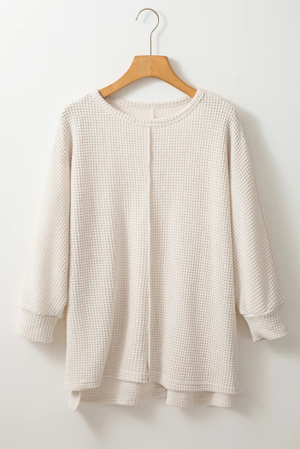 Waffle-Knit Long Sleeve Top