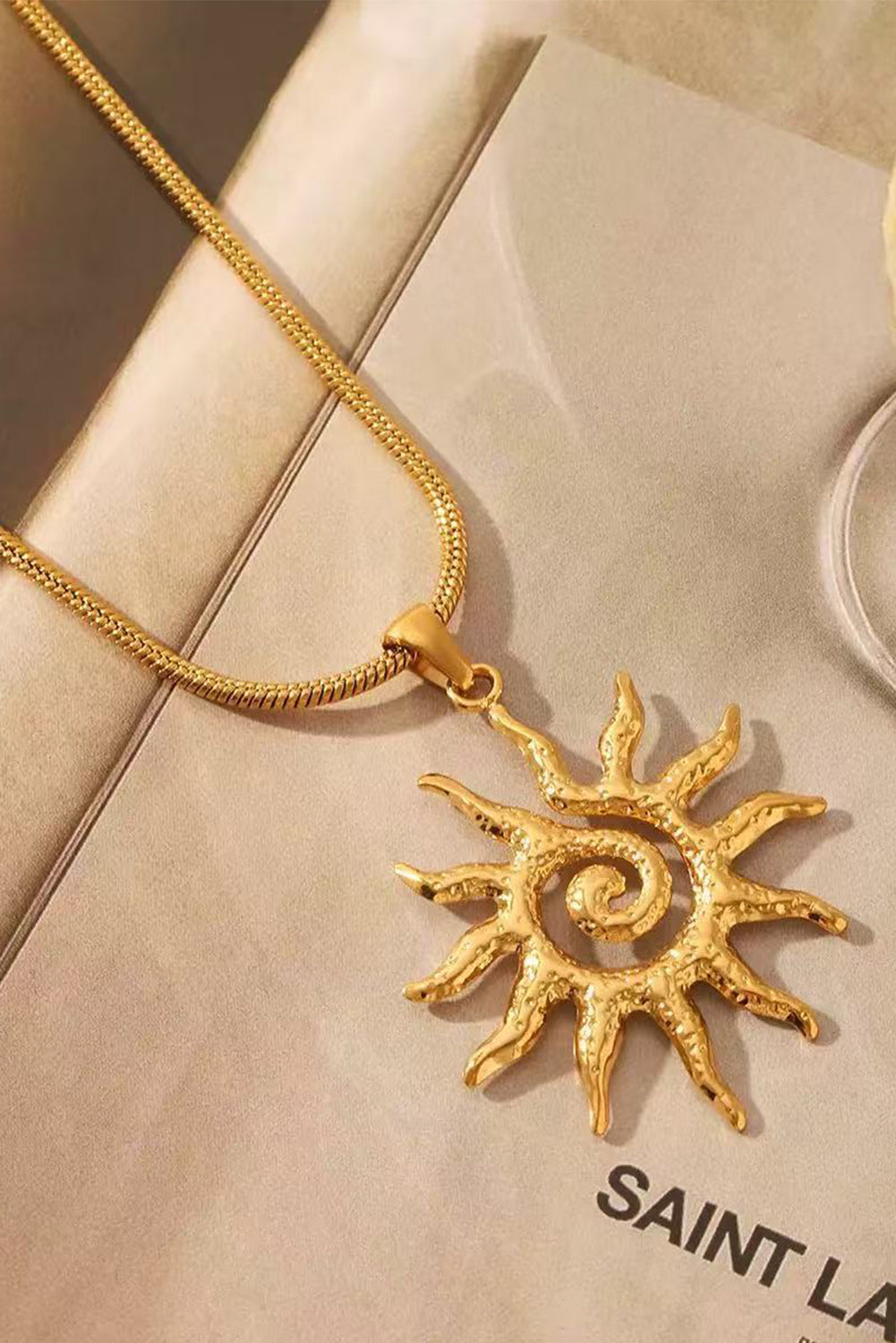 Gold Sun Shaped Pendant Necklace