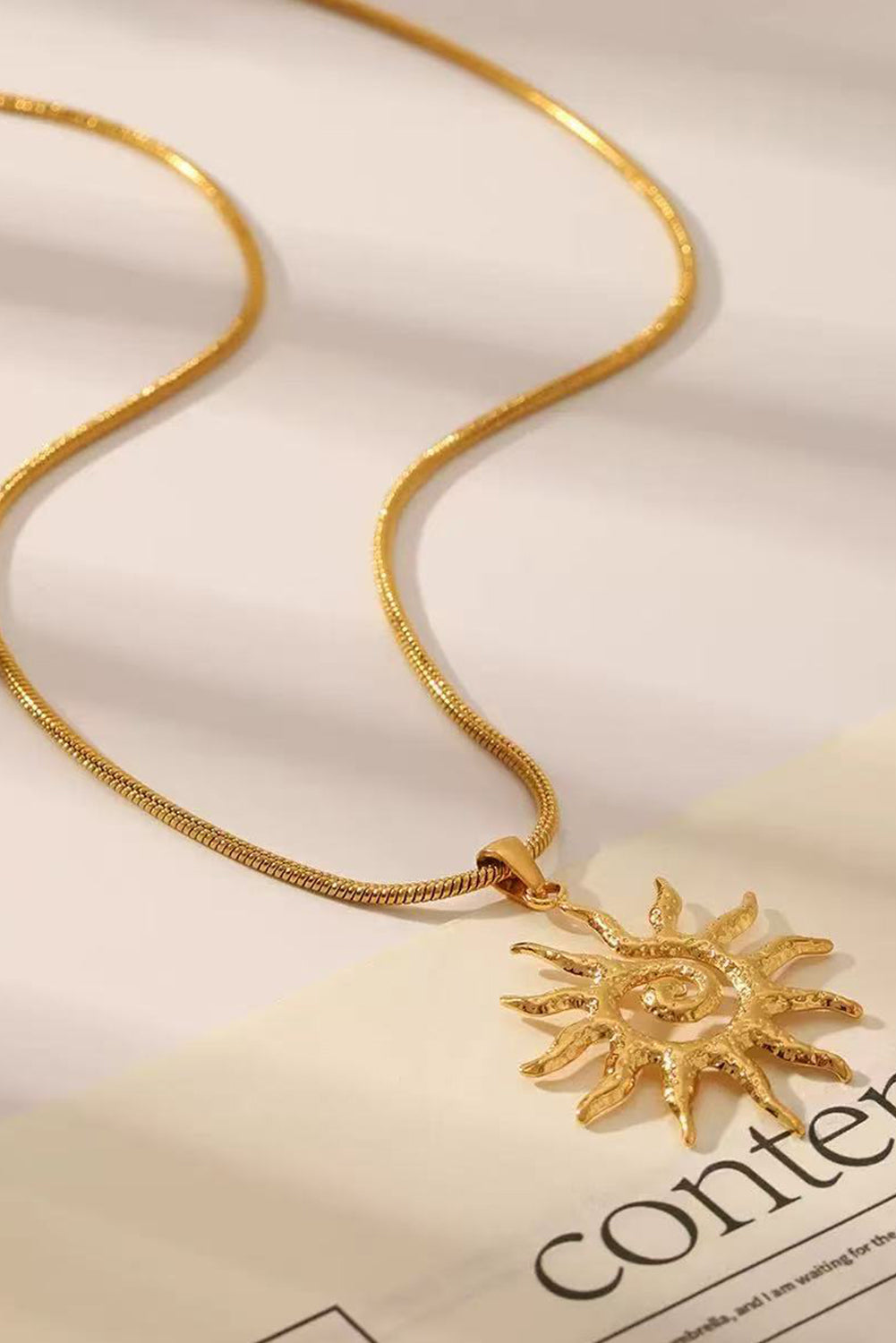 Gold Sun Shaped Pendant Necklace