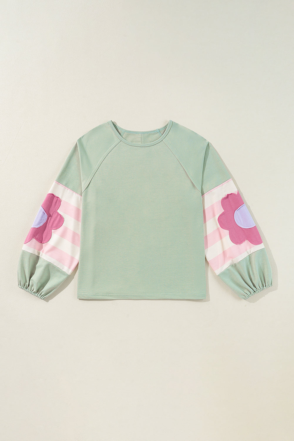 Flower Patchwork Exposed Seam Raglan Sleeve Top