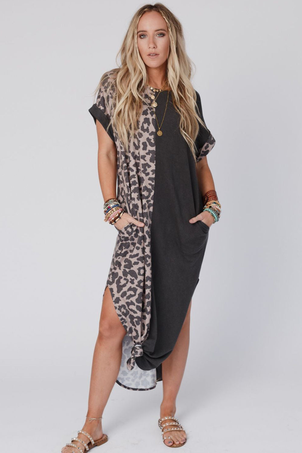 Leopard Patchwork T-Shirt Dress