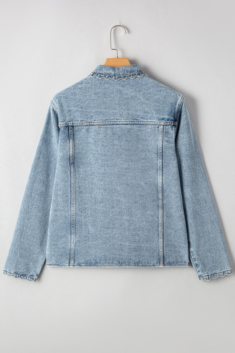Scallop Trim Collar Denim Jacket