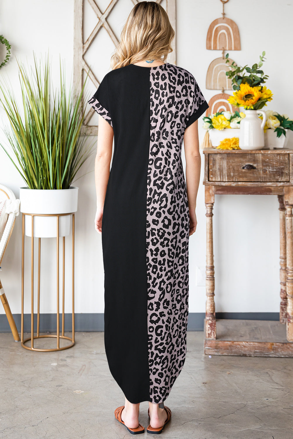 Leopard Patchwork T-Shirt Dress