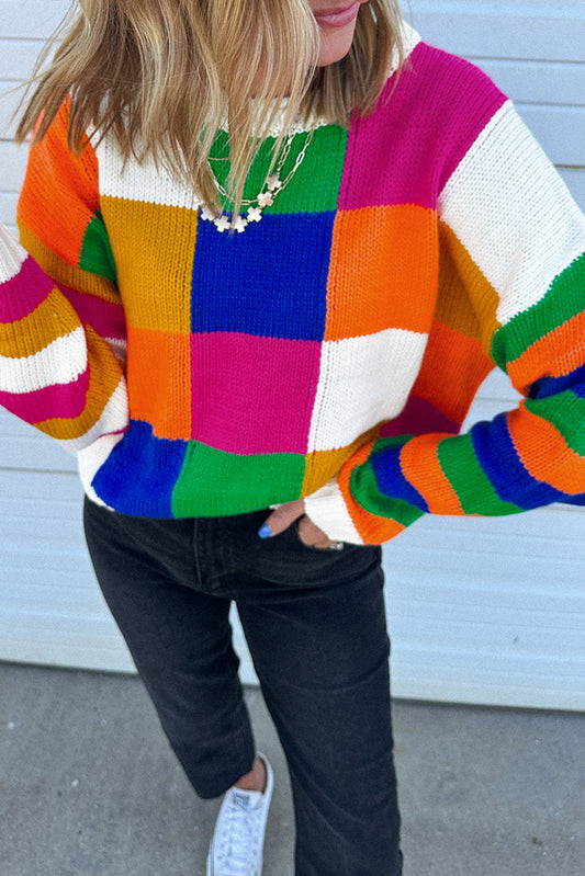 Checkered Colorful Loose Sweater
