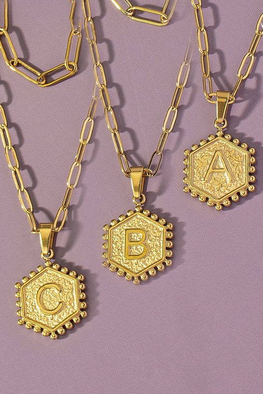 Double Row Paperclip Initial Necklace