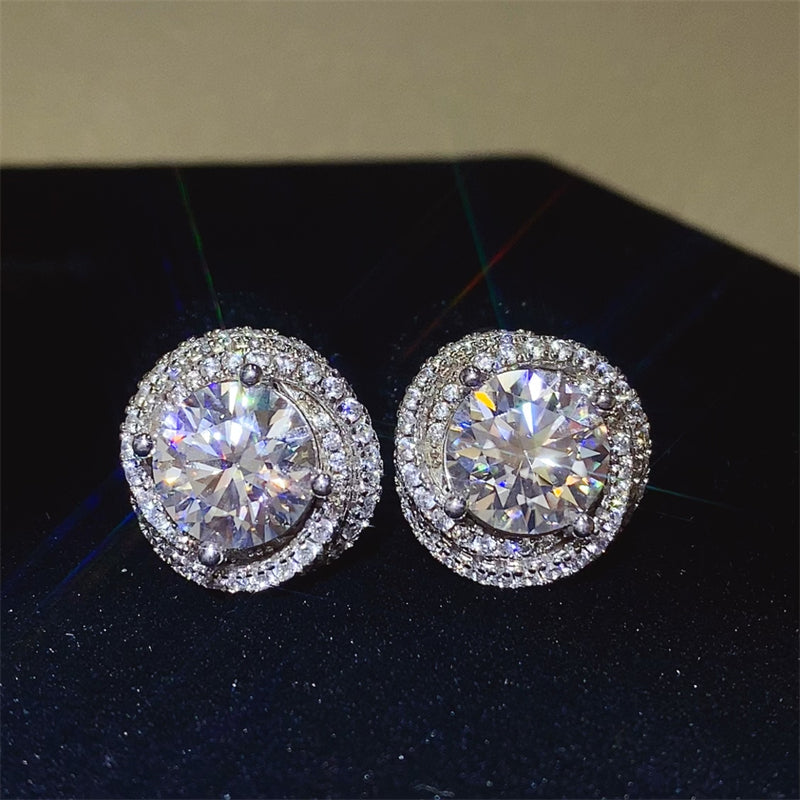 Studding 6 carat total weight Moissanite stud earrings