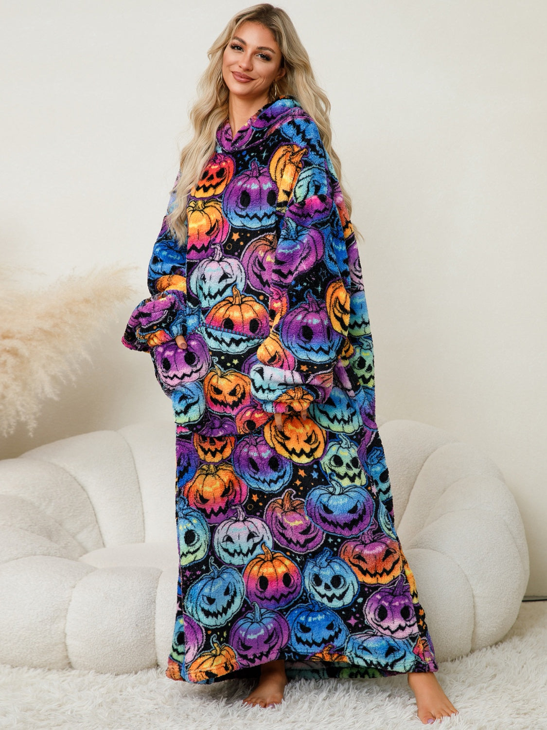 Long Sleeve Fuzzy Hooded Lounger