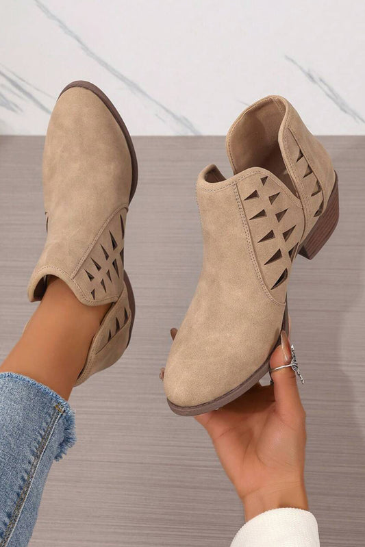 Suede Pointed Toe Heeled Ankle Boots
