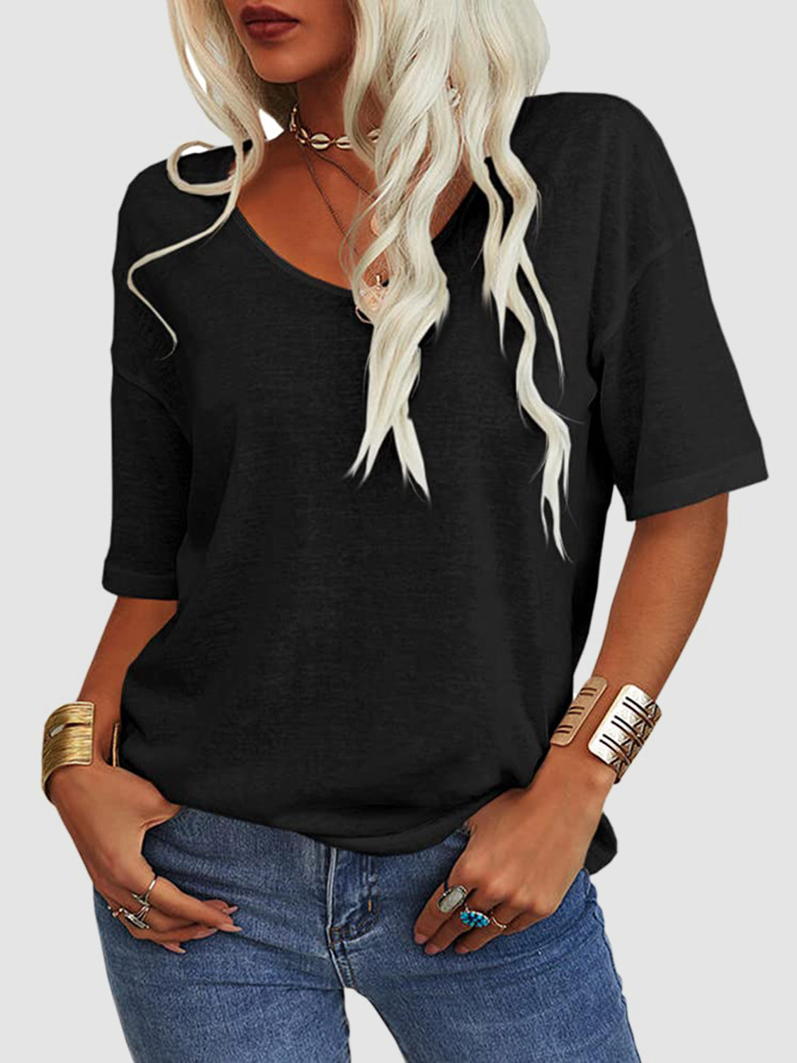 V-Neck Half Sleeve T-Shirt