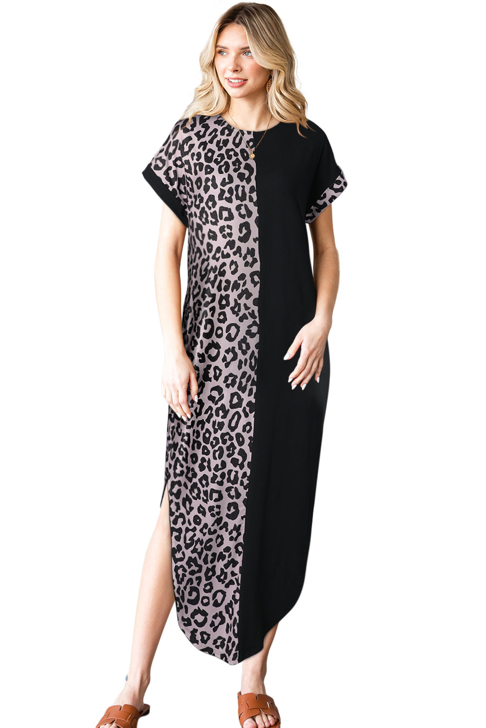 Leopard Patchwork T-Shirt Dress