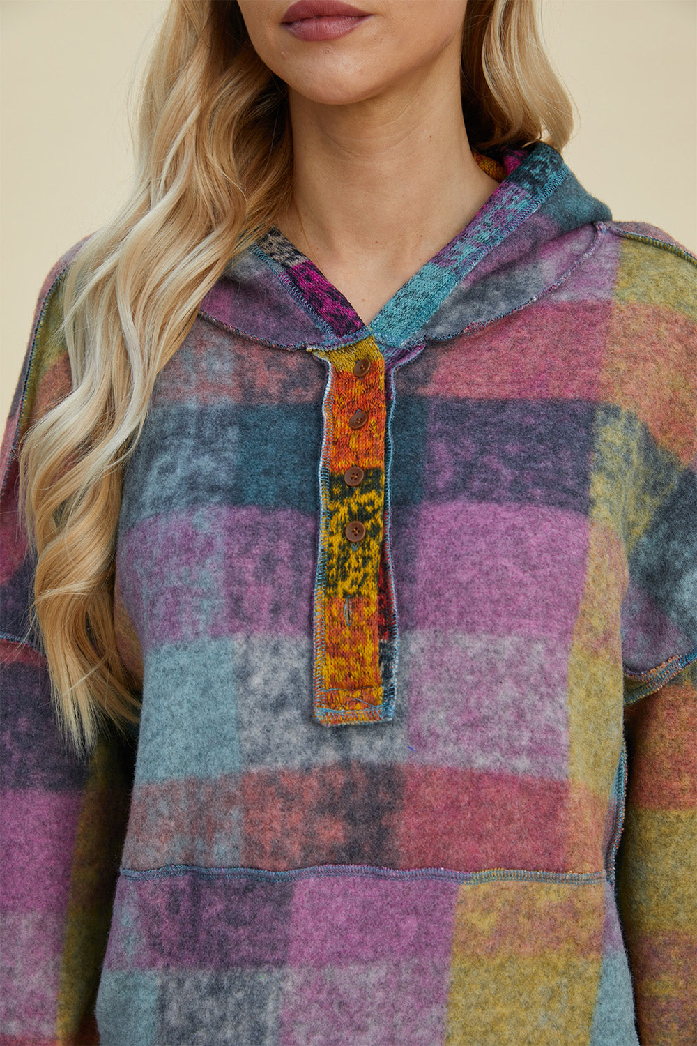 Double Take Plaid  Hoodie