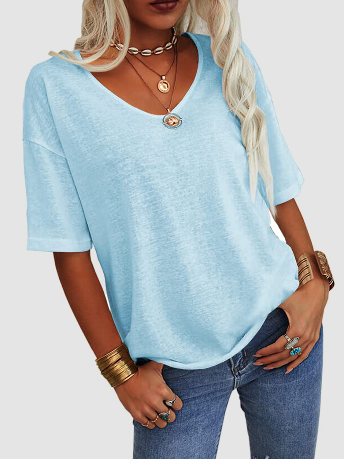 V-Neck Half Sleeve T-Shirt