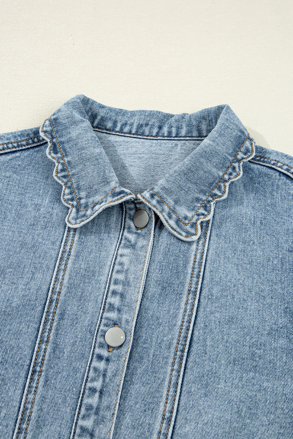 Scallop Trim Collar Denim Jacket
