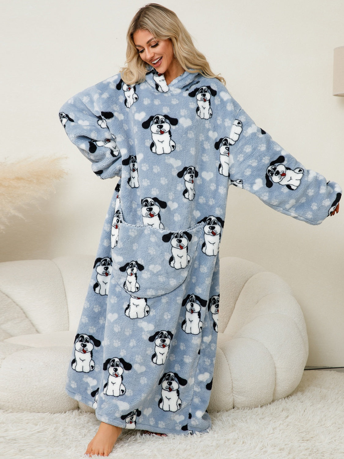 Long Sleeve Fuzzy Hooded Lounger