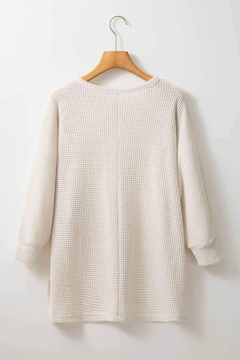 Waffle-Knit Long Sleeve Top