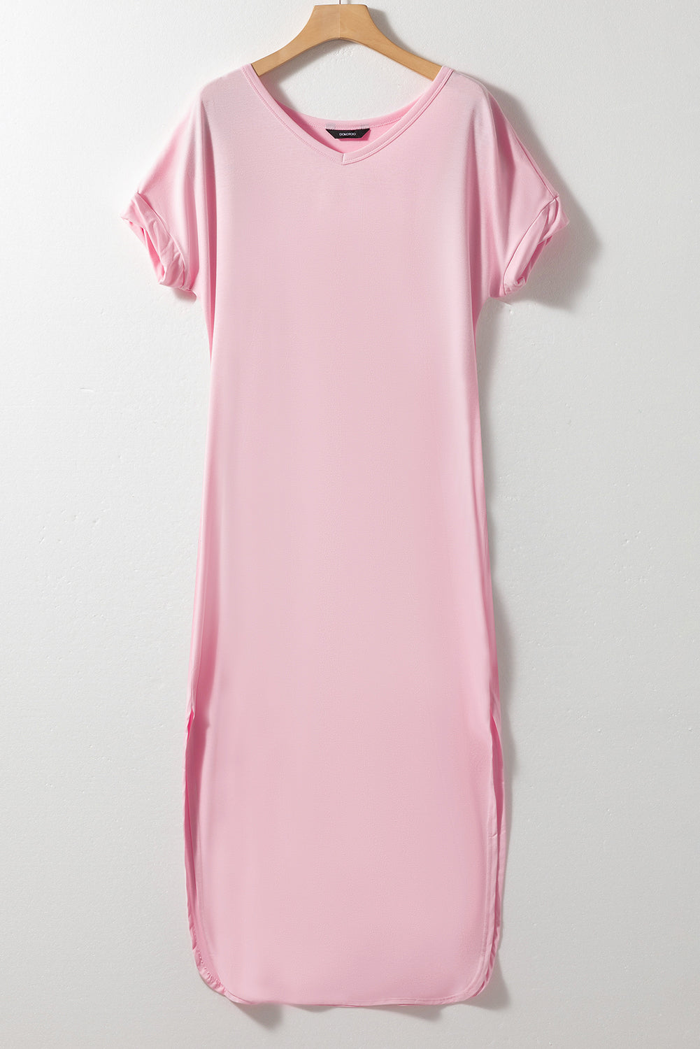 V Neck Maxi T-shirt Dress with Pockets