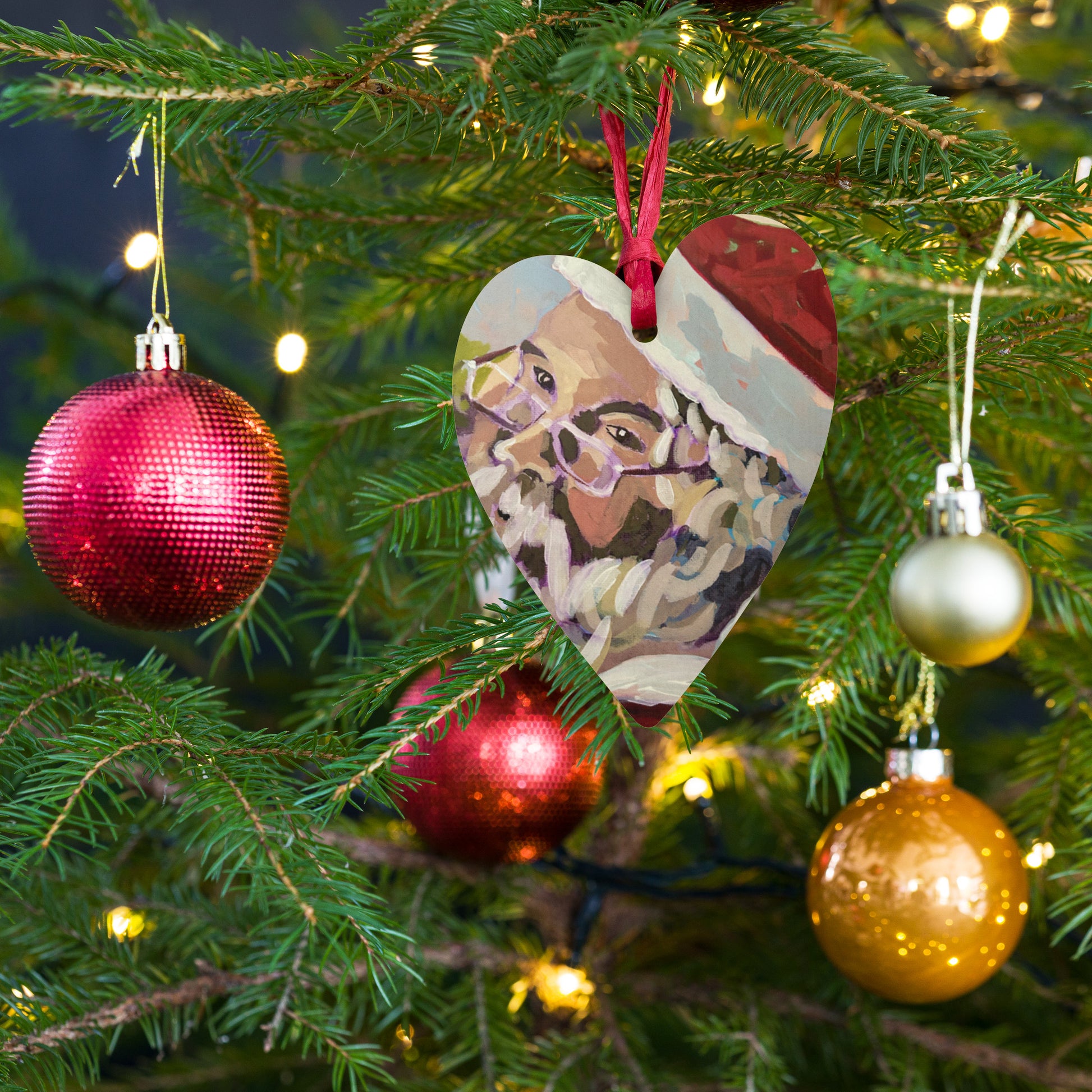 Wooden Santa Ornament