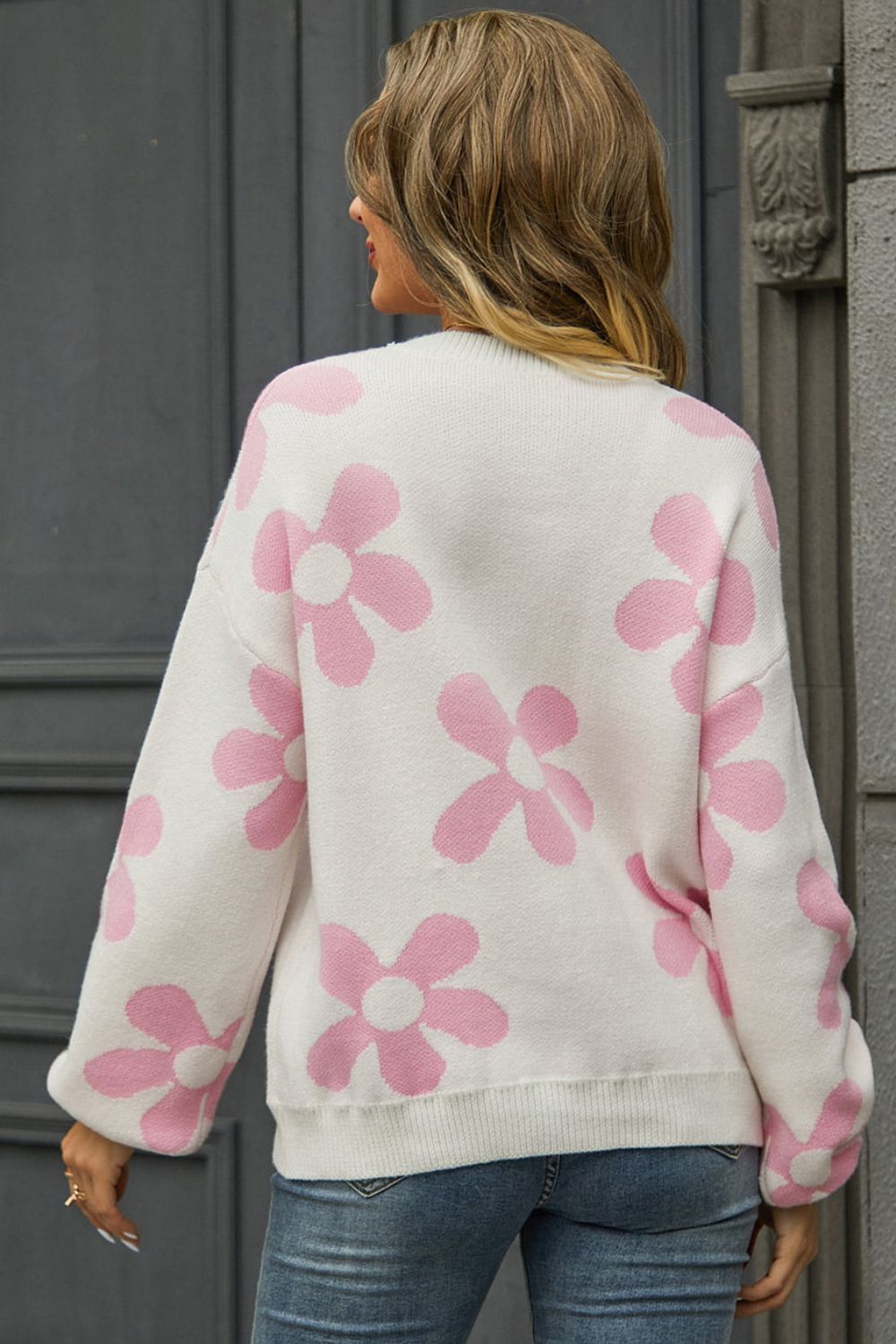 Floral Print Pullover Sweater
