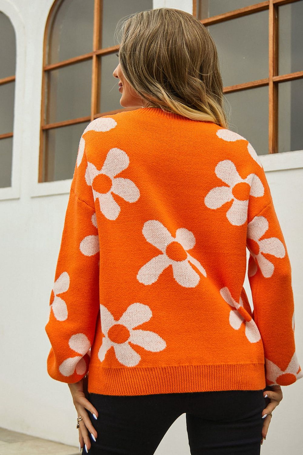 Floral Print Pullover Sweater