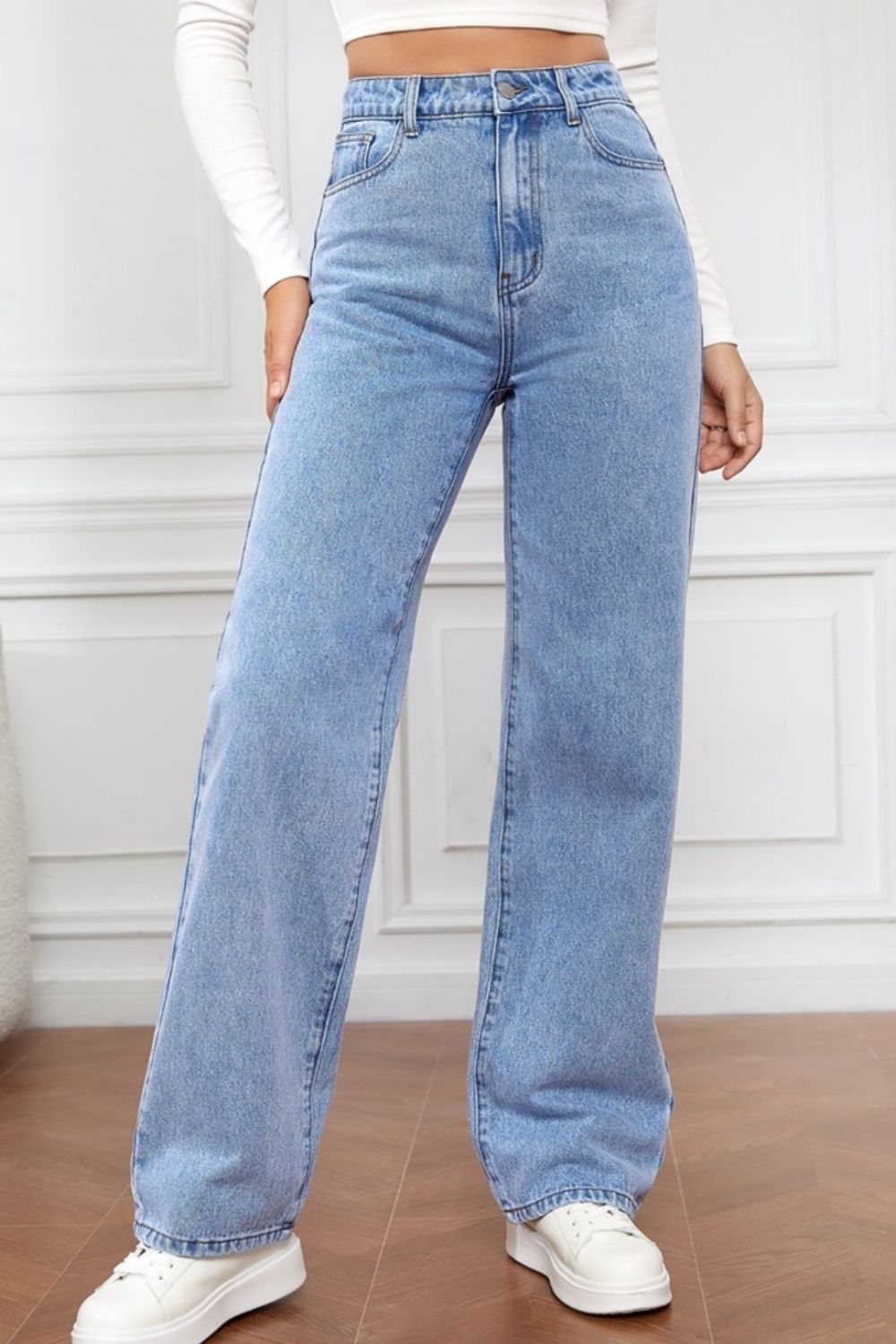 High Waist Straight Denim Jeans