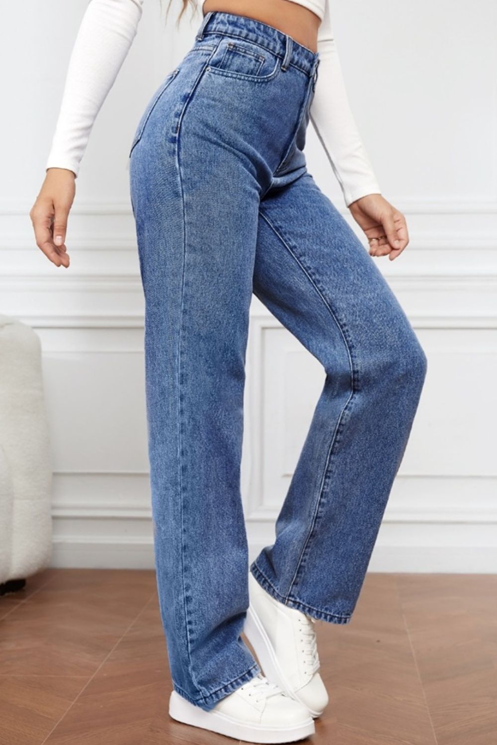 High Waist Straight Denim Jeans