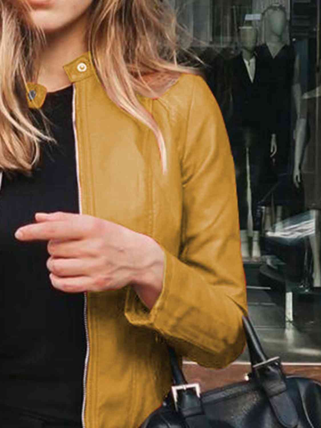 Mock Leather Zip Up Jacket