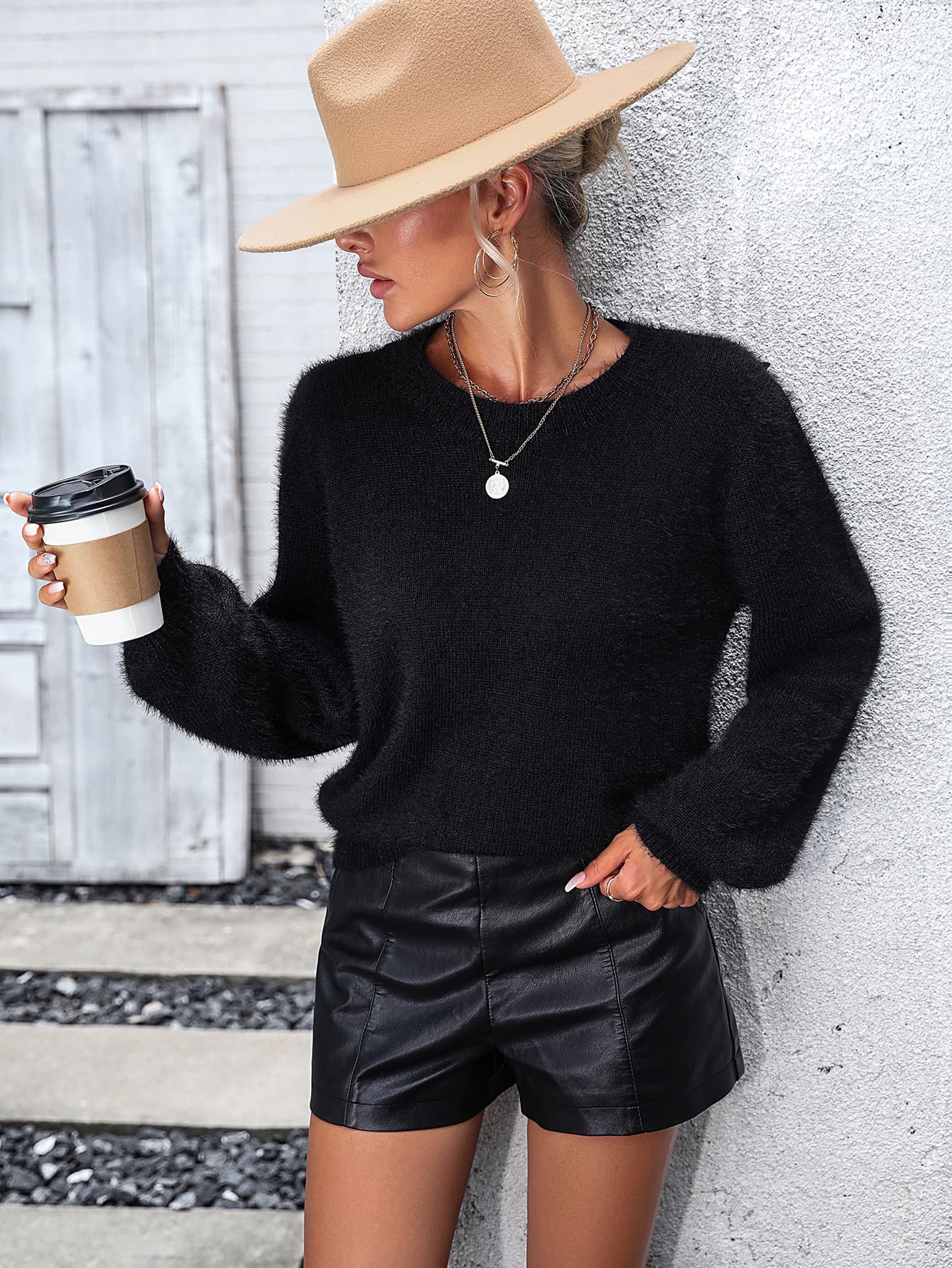 Lace Detail Long Sleeve Pullover Sweater