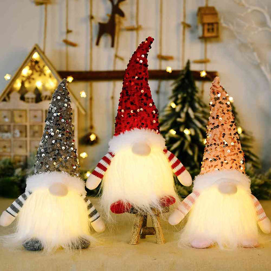 Sequin Light-Up Gnome - 3 colors