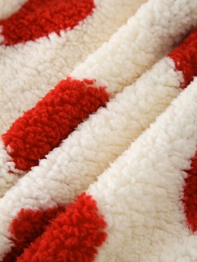 Fuzzy Heart Hoodie with Pockets
