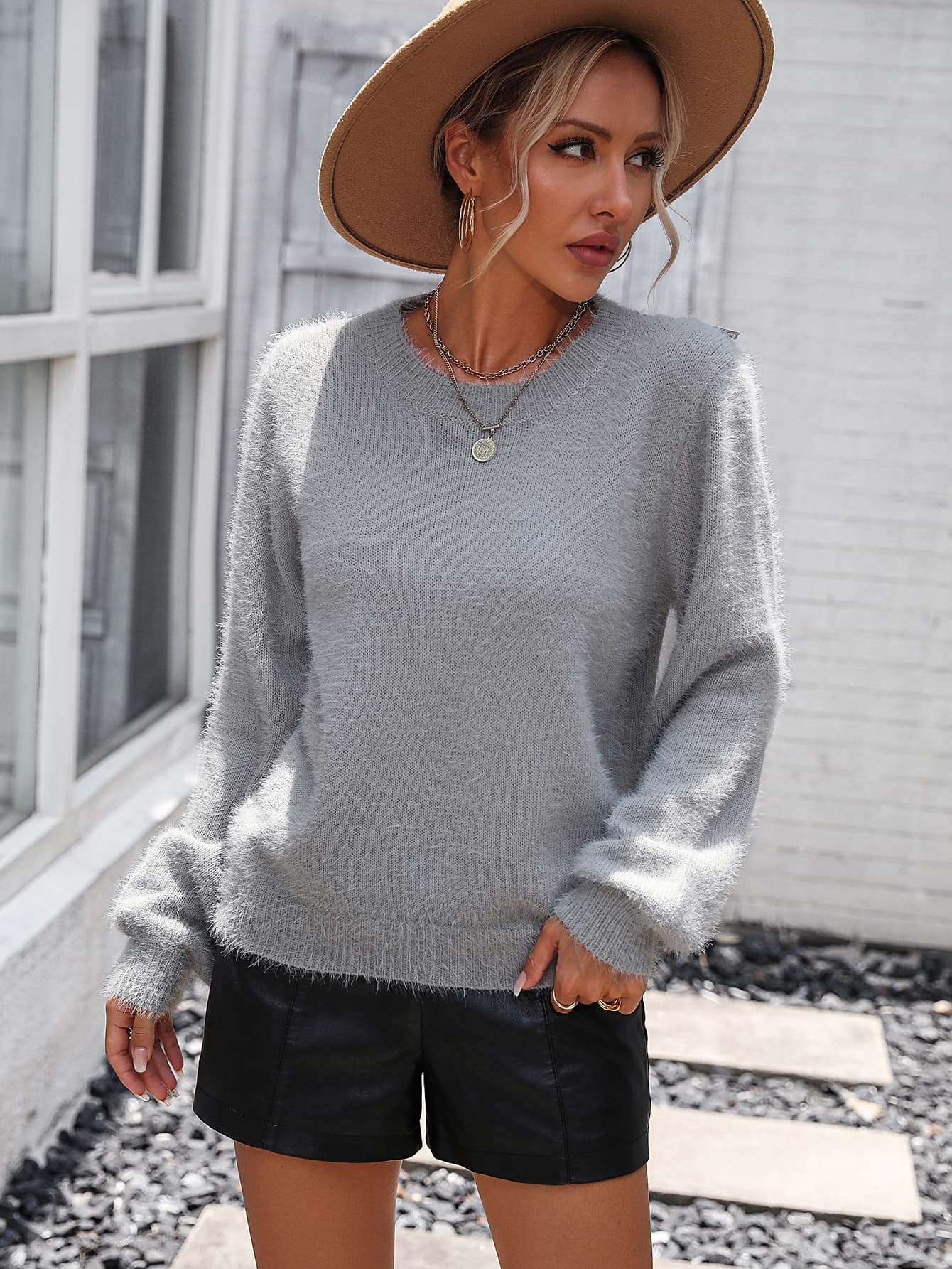 Lace Detail Long Sleeve Pullover Sweater