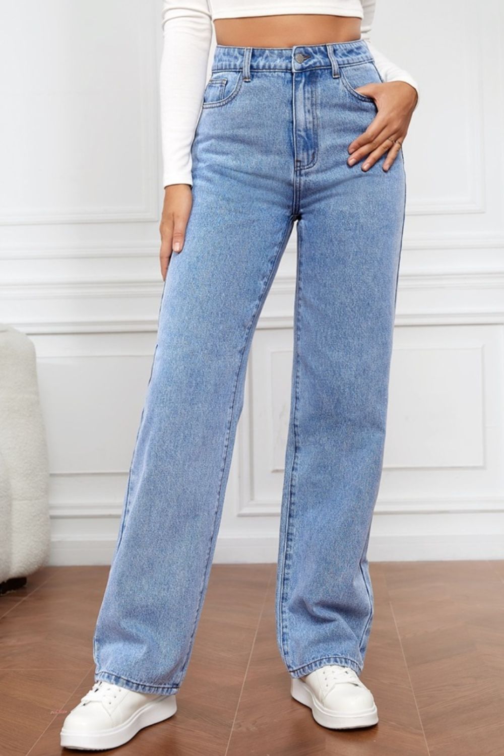 High Waist Straight Denim Jeans