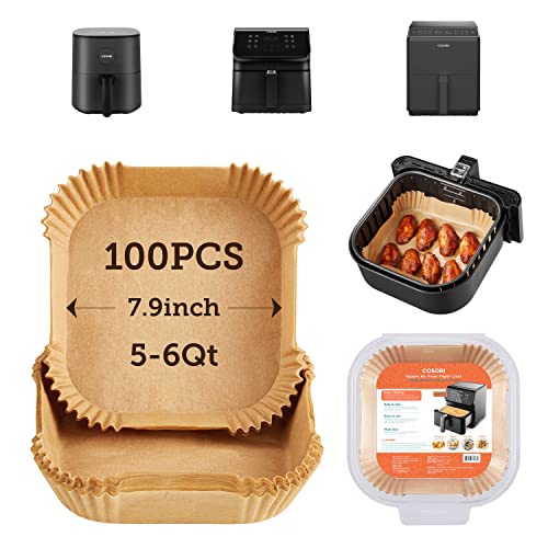 Air Fryer Liners, 100 PCS Square Disposable Paper Liners