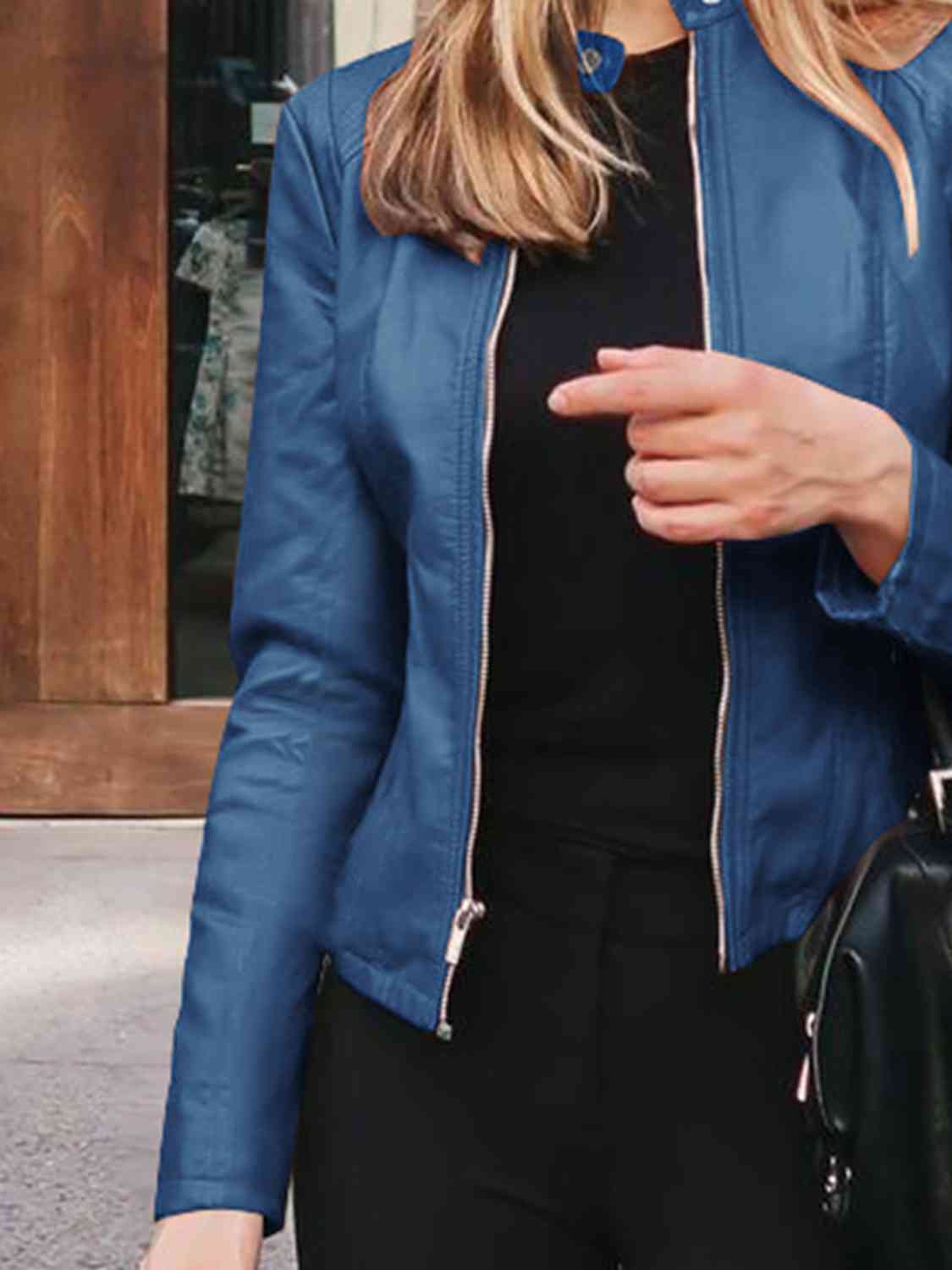 Mock Leather Zip Up Jacket
