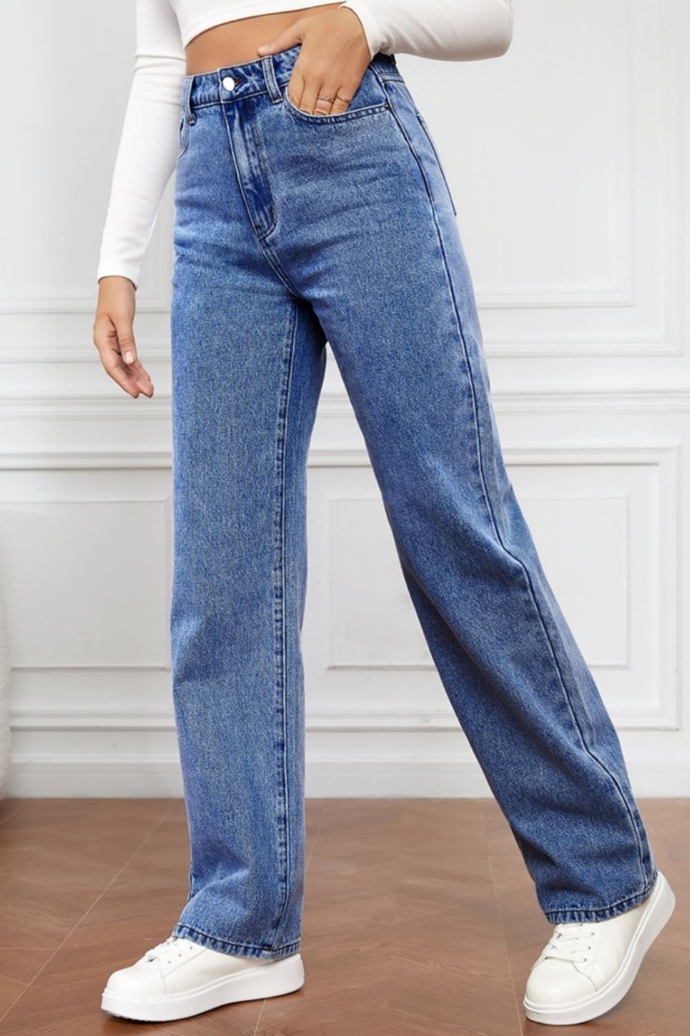High Waist Straight Denim Jeans