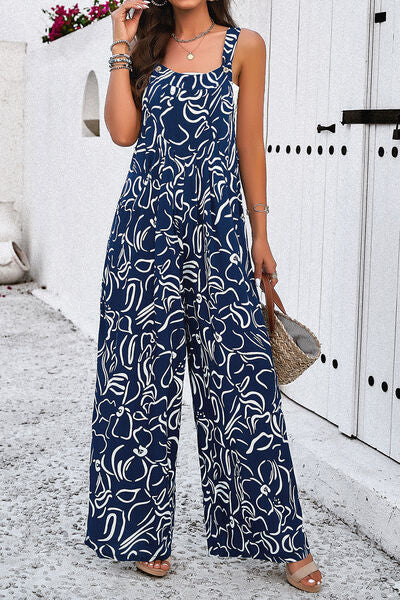 Wide Strap Jumpsuit with Pockets